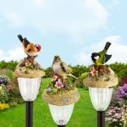 Solcellsdrivna trädgårdslampor med fågelljud