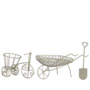 Mini-trädgård skottkärra / lådcykel / spade - benvita