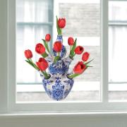 Flat Flowers fönsterstickers 'Delfts Tulpaner'