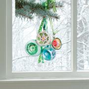Flat Flowers fönsterstickers 'Juldekor Grön'